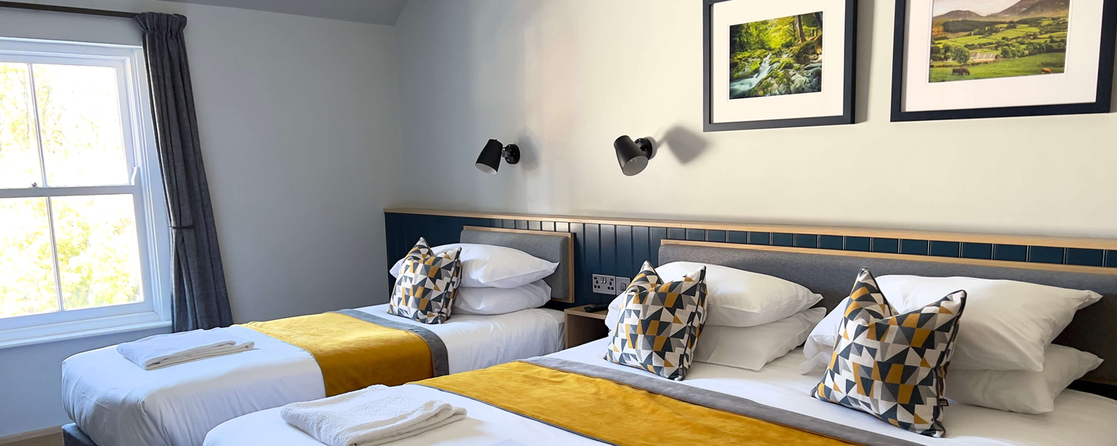 Family Room at Hillyard House Hotel Family hotel room with a super kingsize bed and a single bed
